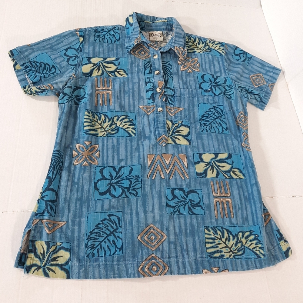 Go Barefoot Floral Tribal Print Popover Hawaiian Shirt
